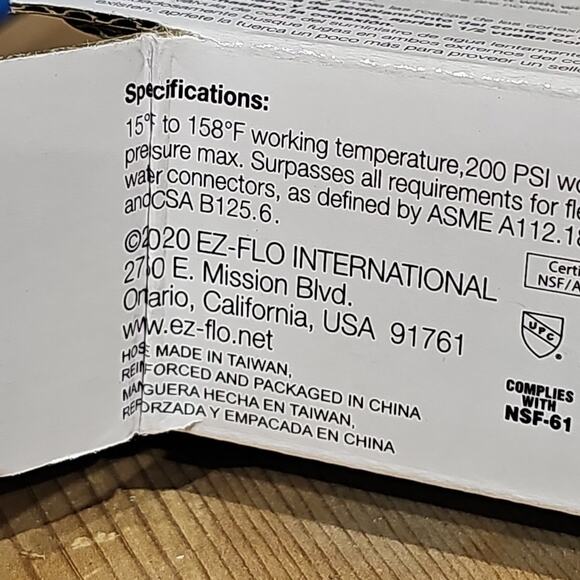 Eastman • 5' Ice Maker Connector Hose • 1/4" Inlet (0247027, PN: 98516) [D5] - Picture 10 of 12